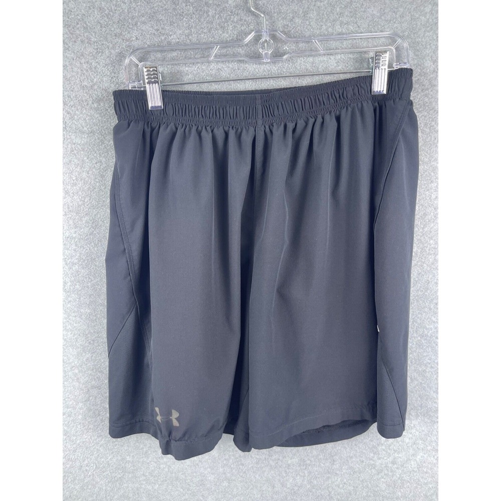 Under‎ Armour HeatGear Shorts Men's L Black Fitted Spell Out Workout Running